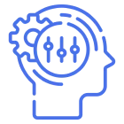 Human head with gear and controls